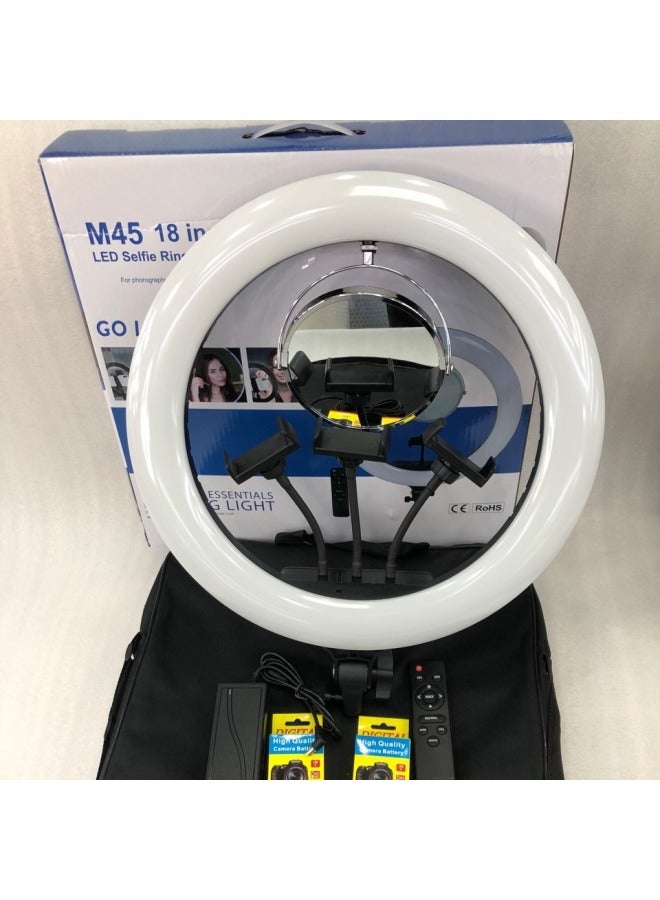 Loquat Spot Battery Charging Professional Led Fill Light With Mirror 18inch Rechargable Ring Light-Light Source Color:18-inch Fill Light + Three-position + Remote Control + Storage Bag + Mirror + Power Cord +2 Batteries +1.6 - Image 3