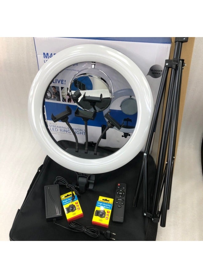 Loquat Spot Battery Charging Professional Led Fill Light With Mirror 18inch Rechargable Ring Light-Light Source Color:18-inch Fill Light + Three-position + Remote Control + Storage Bag + Mirror + Power Cord +2 Batteries +1.6 - Image 1