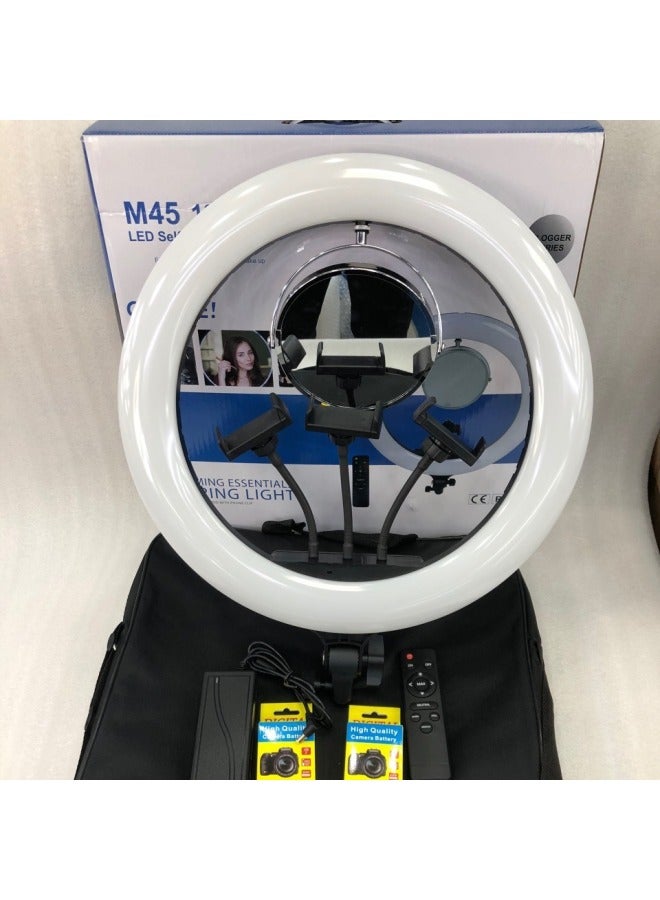 Loquat Spot Battery Charging Professional Led Fill Light With Mirror 18inch Rechargable Ring Light-Light Source Color:18-inch Fill Light + Three-position + Remote Control + Storage Bag + Mirror + Power Cord +2 Batteries +1.6 - Image 2