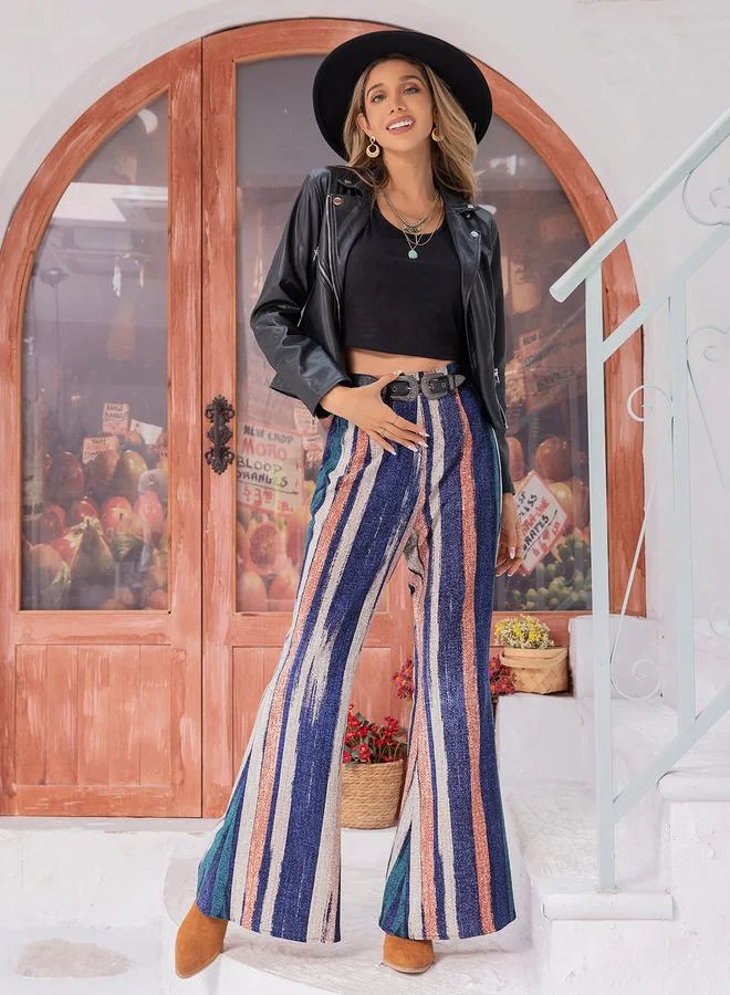 Take Two Take Two High Rise Multi Striped Flared Pants