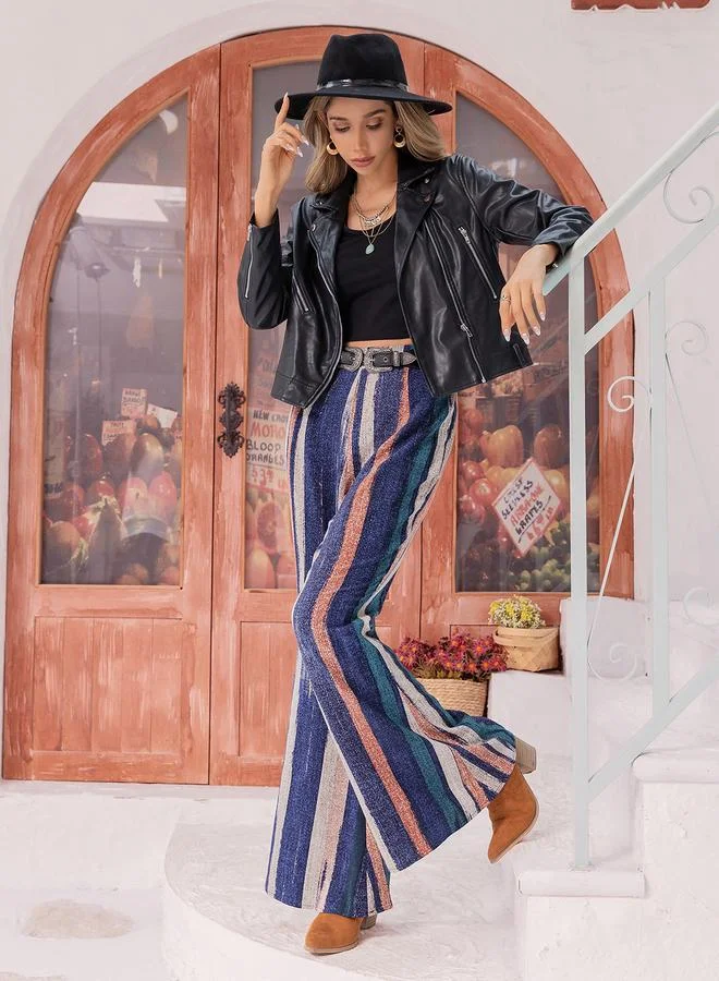 Take Two Take Two High Rise Multi Striped Flared Pants