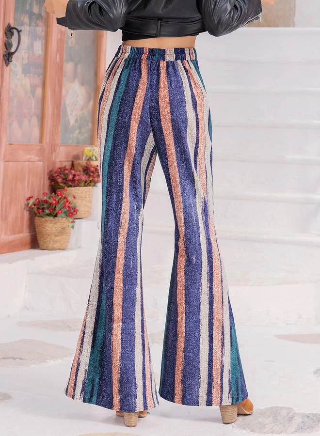 Take Two Take Two High Rise Multi Striped Flared Pants