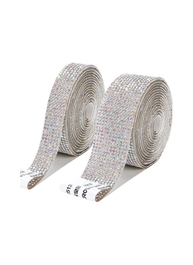 Self Adhesive Crystal Rhinestone Diamond Ribbon,Bling Crystal Rhinestones Sticker DIY Car Decoration Sticker Glitter Rhinestones Gem Stickers 4Rolls/4Yards - Image 1