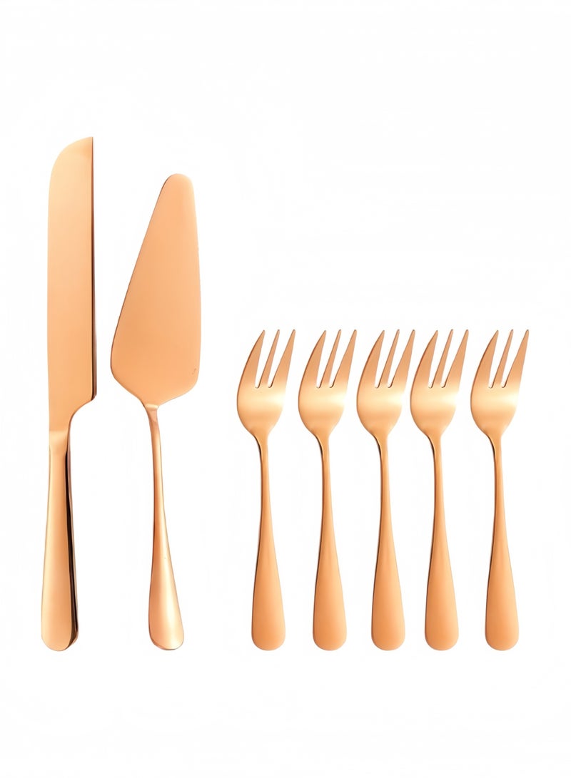Cake Serving Set Wedding Cake Knife and Fork and Server Set Cake Cutting Utensils Stainless Steel Cake Cutter Knife and Fork Serrated Cake Knife and Fork Professional Dessert Server for Cake Cheese Pie Pizza  - Image 1