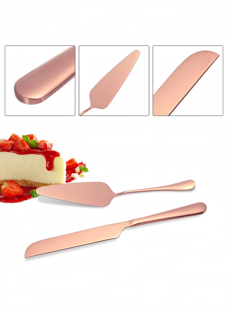 Cake Serving Set Wedding Cake Knife and Fork and Server Set Cake Cutting Utensils Stainless Steel Cake Cutter Knife and Fork Serrated Cake Knife and Fork Professional Dessert Server for Cake Cheese Pie Pizza  - Image 2