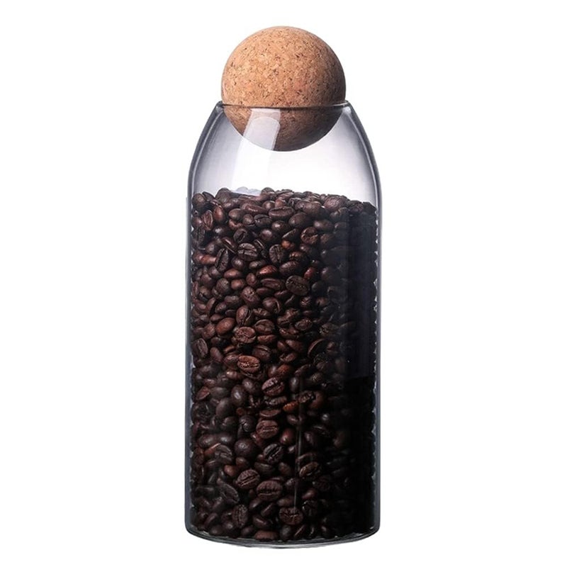 La Llareta Glass Food Storage Canister 1200ml42oz Airtight Sealed Container Canister Clear Glass Storage Jar with Cork Lid for Spices Sugar Coffee Biscuits Candies