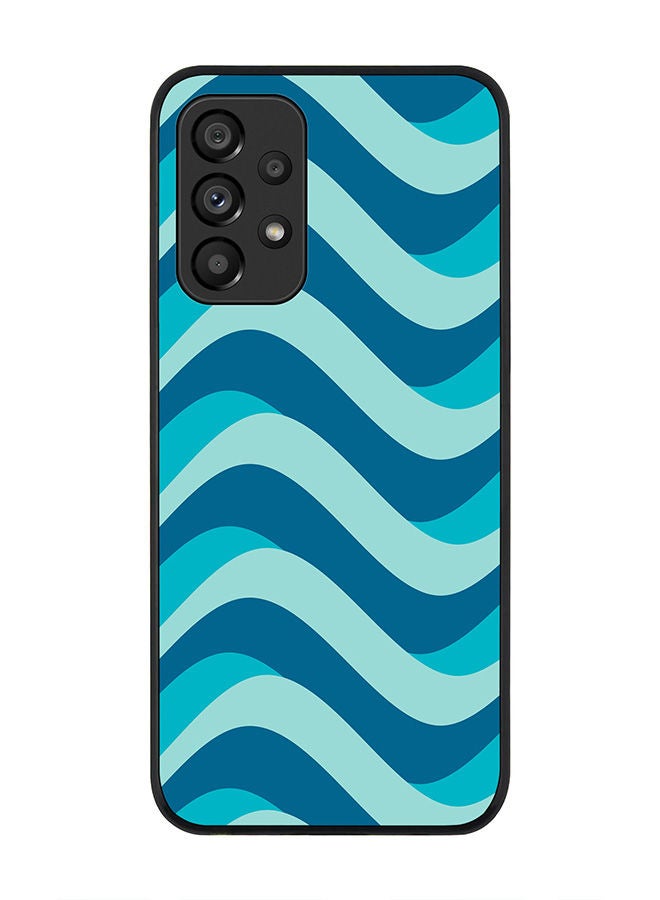 Stylizedd Rugged Black edge case for Samsung Galaxy A33 5G Slim fit Soft Case Flexible Rubber Edges Anti Drop TPU Gel Thin Cover - Curvy Blue - Image 1