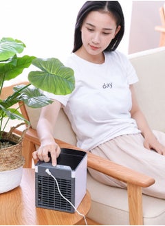 Personal Air Cooler, Portable Air Conditioner, Humidifier, Purifier, Aroma Diffuser 4 IN 1 Evaporation Cooler with 3 Speed, Mini Cooling Desktop Fan for Camping Tent, Office