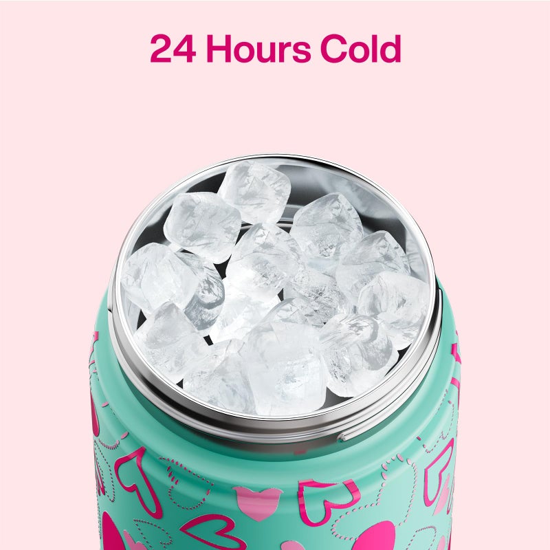 ENCOOL Valentine's Day Insulated Water Bottle with Straw Stainless Steel Water Bottle, Leak-Proof, BPA-Free, Keeps Cold for 24 Hours for Sports, Travel, School (26 oz, Sweet Hearts Pink x Mint) - Image 4