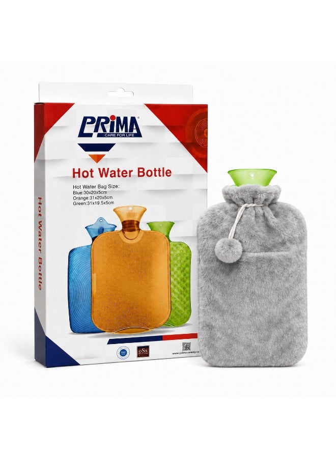 PRIMA Soft Covered Hot Water Bottle For Daily Relaxation After Activity, Featuring Wide Filling Opening, Secure Closure And Flexible Multi-Area Use - Image 1