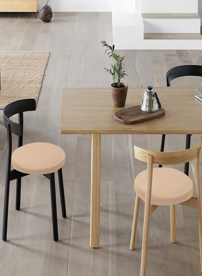 HFATMOS Bar Stool Covers Round, 2 Pcs Stool Slipcovers High Elastic, Circle Chair Covers, Soft & Easy to Clean Chair Seat Cushion Slipcover Fit for Stool of Dia 14-17 Inch , Beige - Image 3