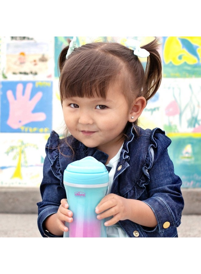 شيكو كوب شرب معزول مزدوج الجدار من شيكو، مزود بفوهة مقاومة للعض وغطاء مانع للانسكاب، سعة 9 أونصات | آمن للاستخدام في الرف العلوي من غسالة الأطباق | سهل الإمساك، بتصميم مريح | ألوان وردي/أزرق مخضر/أرجواني متدرج، عبوة من قطعتين | مناسب للأطفال من عمر 12 شهرًا فما فوق - Image 2