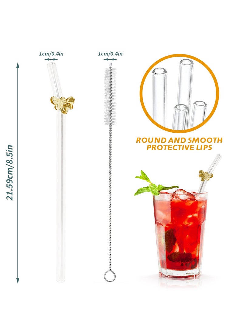Generic Reusable Glass Straws Set of 4 with Bee Decoration – Eco-Friendly Drinking Straws with Cleaning Brush – Sweeten Every Sip Naturally!  - Image 2