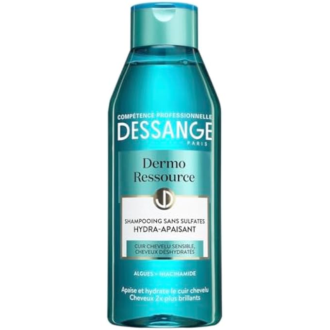 Dessange Dermo Ressource Sulfate-Free Hydrating Shampoo, Sensitive Scalp, Dehydrated Hair, Algae + Niacinamide