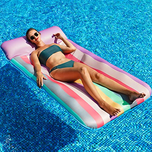 PARENTSWELL Oversized Pool Float 72 x 36 XLarge FabricCovered Pool Lounger with Headrest - Image 1