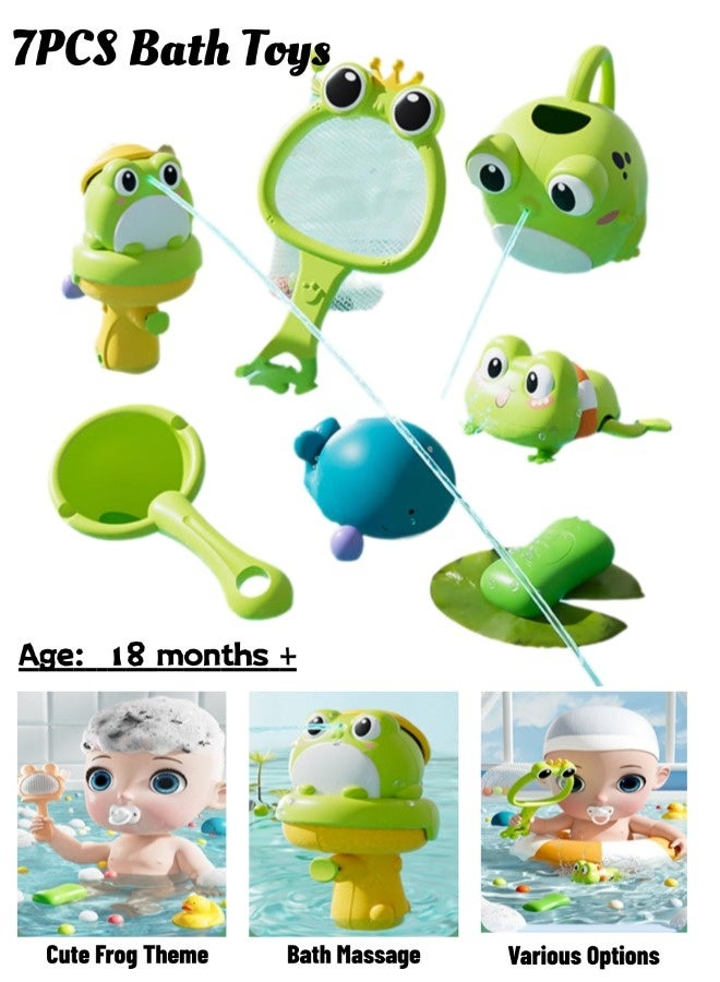 ألعاب استحمام للأطفال الصغار من عمر 1 إلى 3 سنوات، ألعاب استحمام على شكل حيوانات عائمة، ألعاب استحمام للأطفال على شكل ضفدع سباحة لطيف، لعبة حوض استحمام ضفدع مضحكة، هدايا عيد ميلاد مثالية للبنات والأولاد، لون أخضر - Image 1