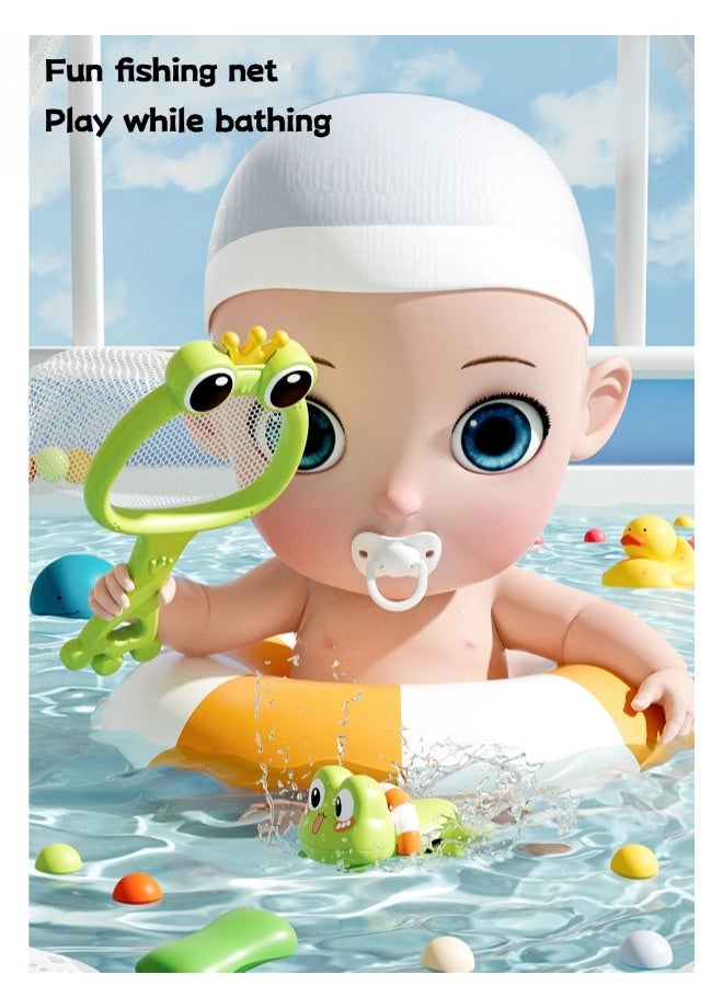 ألعاب استحمام للأطفال الصغار من عمر 1 إلى 3 سنوات، ألعاب استحمام على شكل حيوانات عائمة، ألعاب استحمام للأطفال على شكل ضفدع سباحة لطيف، لعبة حوض استحمام ضفدع مضحكة، هدايا عيد ميلاد مثالية للبنات والأولاد، لون أخضر - Image 3