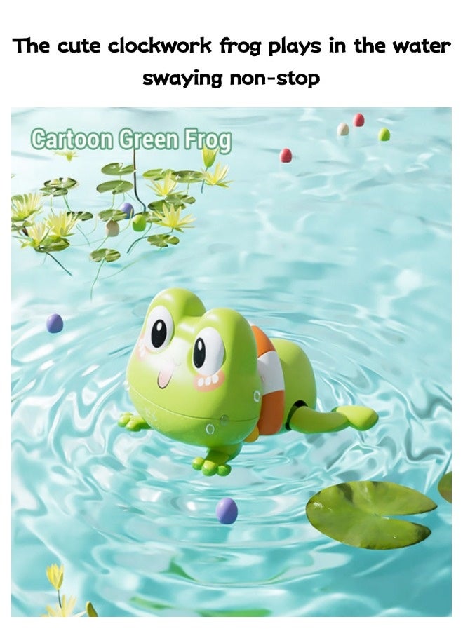 ألعاب استحمام للأطفال الصغار من عمر 1 إلى 3 سنوات، ألعاب استحمام على شكل حيوانات عائمة، ألعاب استحمام للأطفال على شكل ضفدع سباحة لطيف، لعبة حوض استحمام ضفدع مضحكة، هدايا عيد ميلاد مثالية للبنات والأولاد، لون أخضر - Image 4