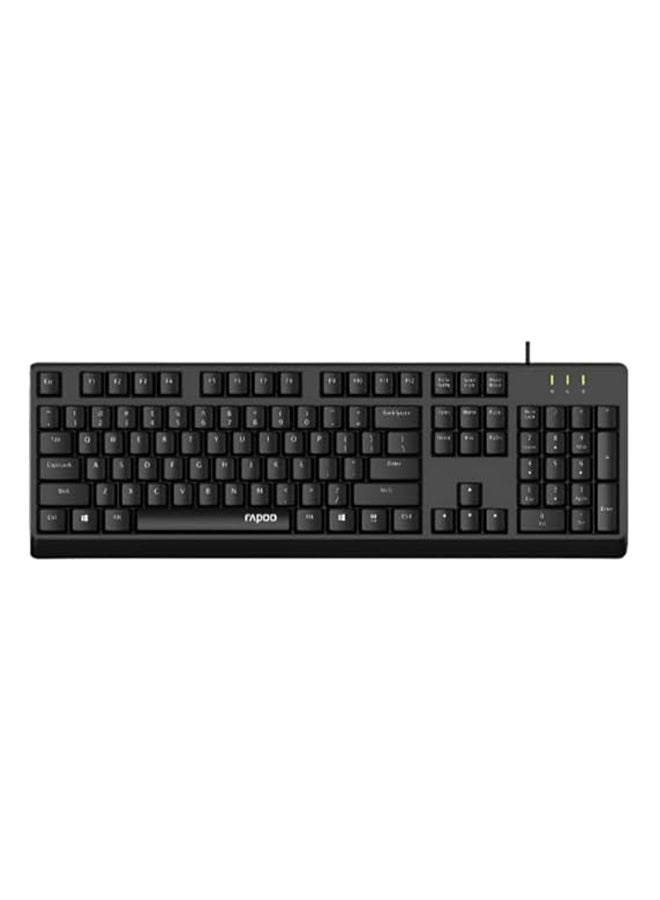 رابو لوحة مفاتيح سلكية NK1900 مع اتصال USB، طول كابل 1.5 متر، مقاومة للانسكاب، غطاء مفاتيح منحوت بالليزر، تخطيط إنجليزي-عربي، AR_12387 - Image 2