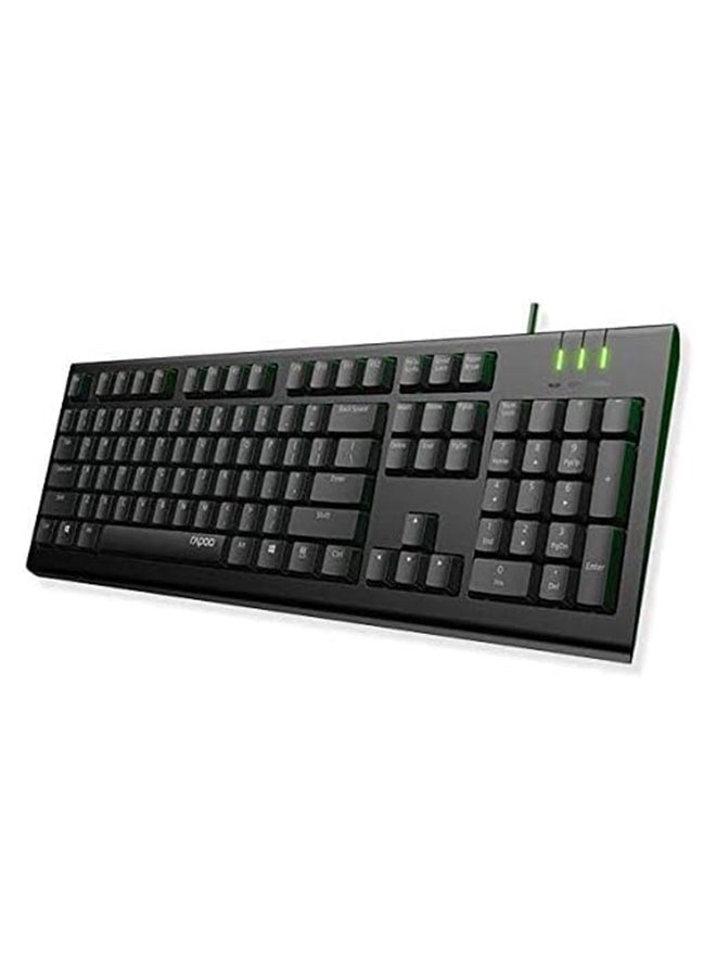 رابو لوحة مفاتيح سلكية NK1900 مع اتصال USB، طول كابل 1.5 متر، مقاومة للانسكاب، غطاء مفاتيح منحوت بالليزر، تخطيط إنجليزي-عربي، AR_12387 - Image 1