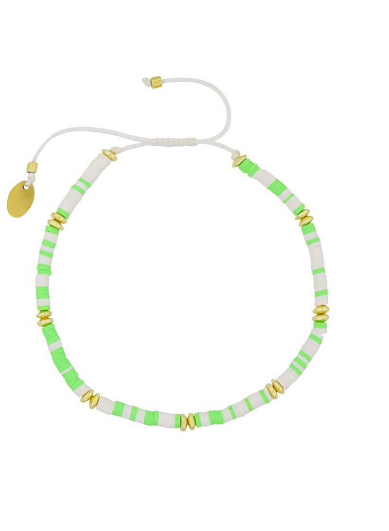 Fashionbox Aurelia  Surfer Anklet Multi Green 19Cm Gold Plated 