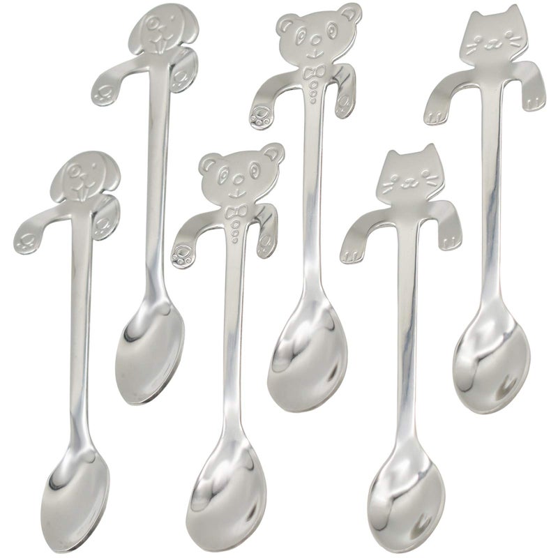 Maydahui 6 PCS Dog Cat Bear Coffee Spoon 45 inch Animal Spoons 1810304Stainless Steel Hanging Stirring Dessert Drink Spoons Tableware Kitchen Supplies