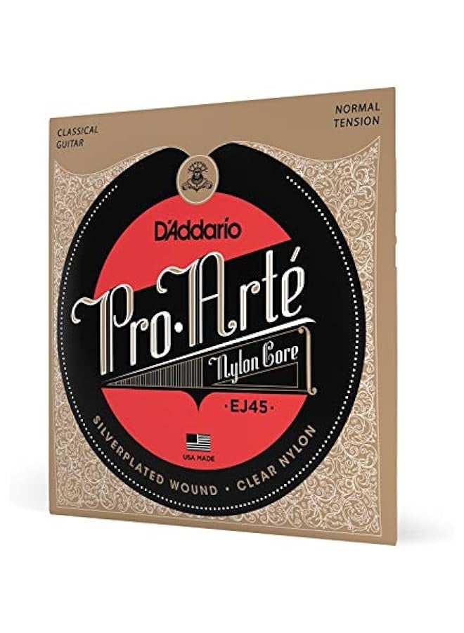 د'اداريو إي جي 45 أطقم اوتار قيثارة كلاسيكية نيلون، توتر عادي - أوتار باسات نيلون، تريبل مختارة بواسطة ليزر - تقدم توازن بين الحجم ومقاومة مريحة - مجموعة واحدة - Image 1