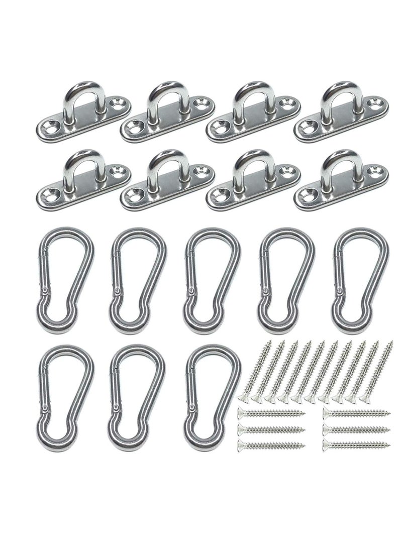 SYOSI Stainless Steel Ceiling Hook Pad Eye Plate, Wall Mount Hook, 1.8 inch Marine Hardware Staple Hook Loop Screws Set, 600LB Loading Capacity - Image 1