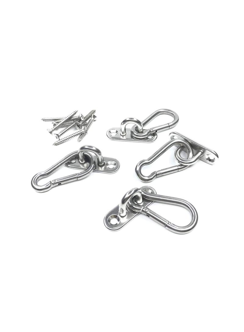 SYOSI Stainless Steel Ceiling Hook Pad Eye Plate, Wall Mount Hook, 1.8 inch Marine Hardware Staple Hook Loop Screws Set, 600LB Loading Capacity - Image 2