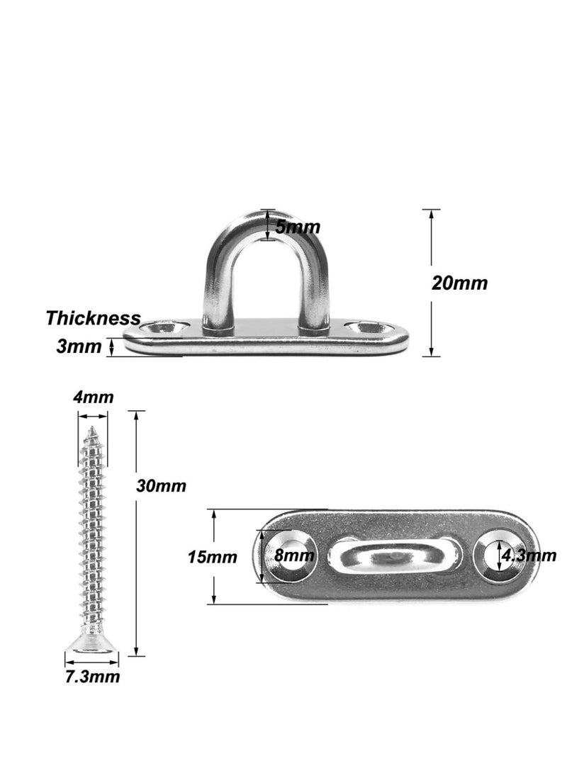 SYOSI Stainless Steel Ceiling Hook Pad Eye Plate, Wall Mount Hook, 1.8 inch Marine Hardware Staple Hook Loop Screws Set, 600LB Loading Capacity - Image 5