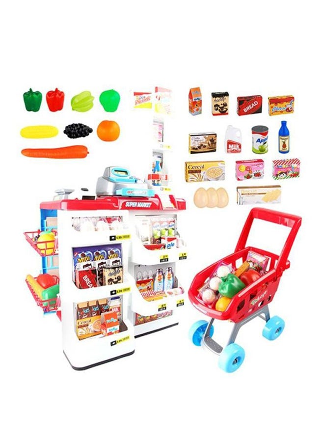 Children Imaginative Creative Supermarket Shopping Cart Pretend Play Game Set 48x41x82cm  - Image 1