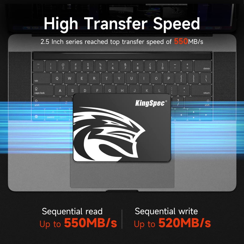 KingSpec قرص صلب داخلي من نوع KingSpec 256GB SATA III SSD بسرعة 6Gb/s، 2.5" SATA SSD مع فلاش NAND ثلاثي الأبعاد، للأجهزة المحمولة وأجهزة الكمبيوتر المكتبية (سرعة القراءة/الكتابة تصل إلى 550/520 MB/s) - Image 2