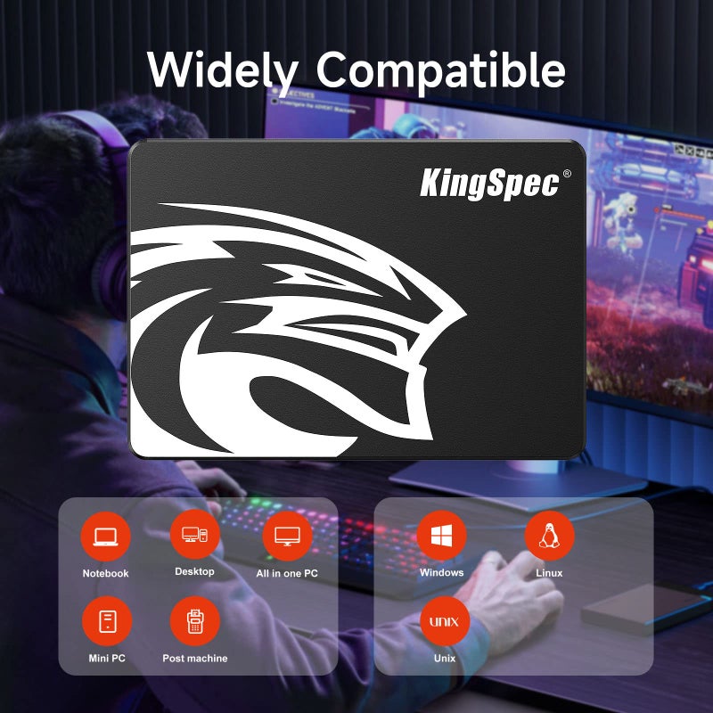 KingSpec قرص صلب داخلي من نوع KingSpec 256GB SATA III SSD بسرعة 6Gb/s، 2.5" SATA SSD مع فلاش NAND ثلاثي الأبعاد، للأجهزة المحمولة وأجهزة الكمبيوتر المكتبية (سرعة القراءة/الكتابة تصل إلى 550/520 MB/s) - Image 4