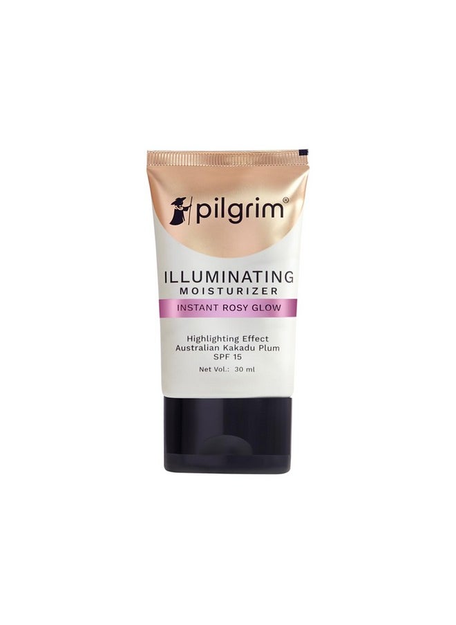 PILGRIM - Illuminating Moisturizer Cream For Face For Instant Rosy Glow & Spf 15 Nongreasy Highlighter With Pink Pearl Finish Enriched With Australian Kakadu Plum All Skin Types 30Ml - Image 1