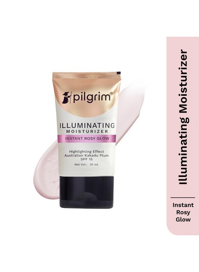 PILGRIM - Illuminating Moisturizer Cream For Face For Instant Rosy Glow & Spf 15 Nongreasy Highlighter With Pink Pearl Finish Enriched With Australian Kakadu Plum All Skin Types 30Ml - Image 1