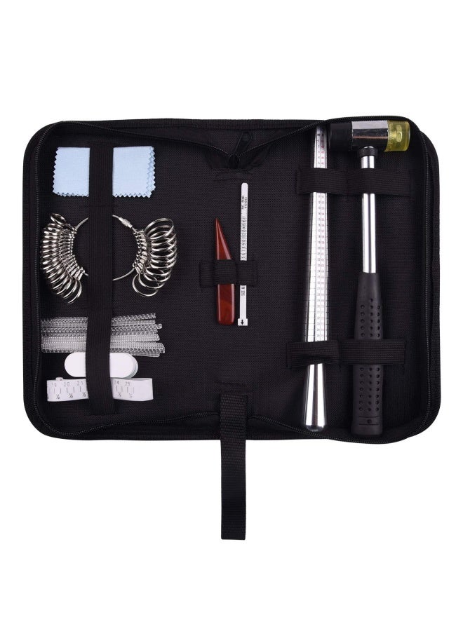 KUUQA Ring Sizer Measuring Tool Set Includes Ring Sizer Gauge Ring Mandrel Jewelry Hammer Ring Sizer Adjuster Jewelry Polishing Cloth Polishing Stick Polished Agate And Bracelet Gauge Sizer  - Image 1