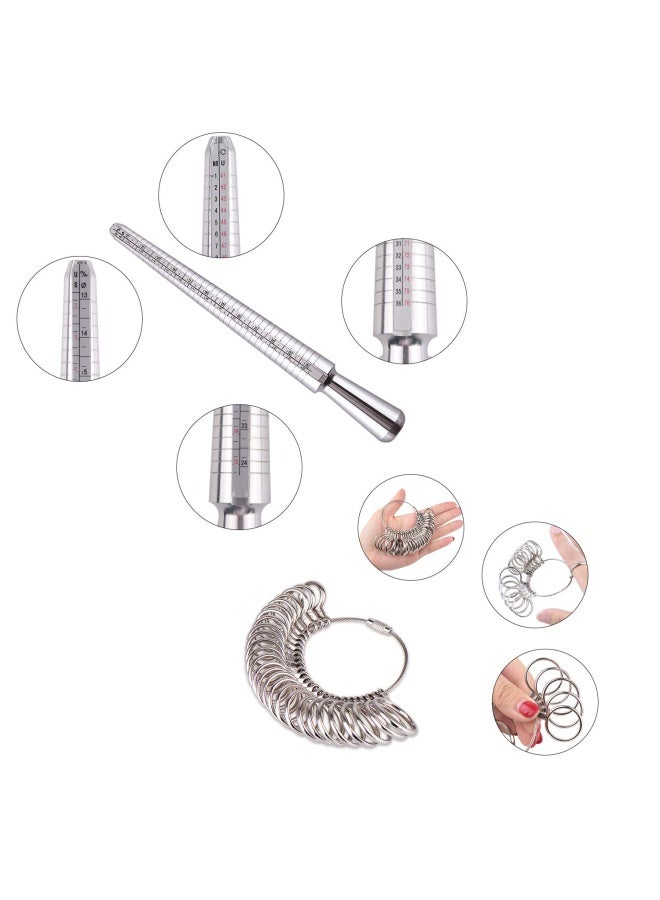 KUUQA Ring Sizer Measuring Tool Set Includes Ring Sizer Gauge Ring Mandrel Jewelry Hammer Ring Sizer Adjuster Jewelry Polishing Cloth Polishing Stick Polished Agate And Bracelet Gauge Sizer  - Image 3