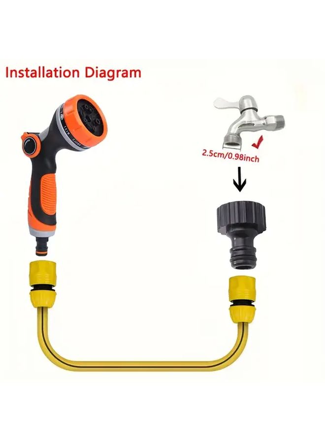 1 Pc High Pressure Water Gun With Adjustable Nozzle Ergonomic Grip And 3 Quick Connect Hose Adapters Heavy Duty For Car Motorcycle Garden Lawn Irrigation 1000cm 393.7 Inch Hose Set Orange Black Design Motorcycle Wash Tool Robust Construction - Image 3