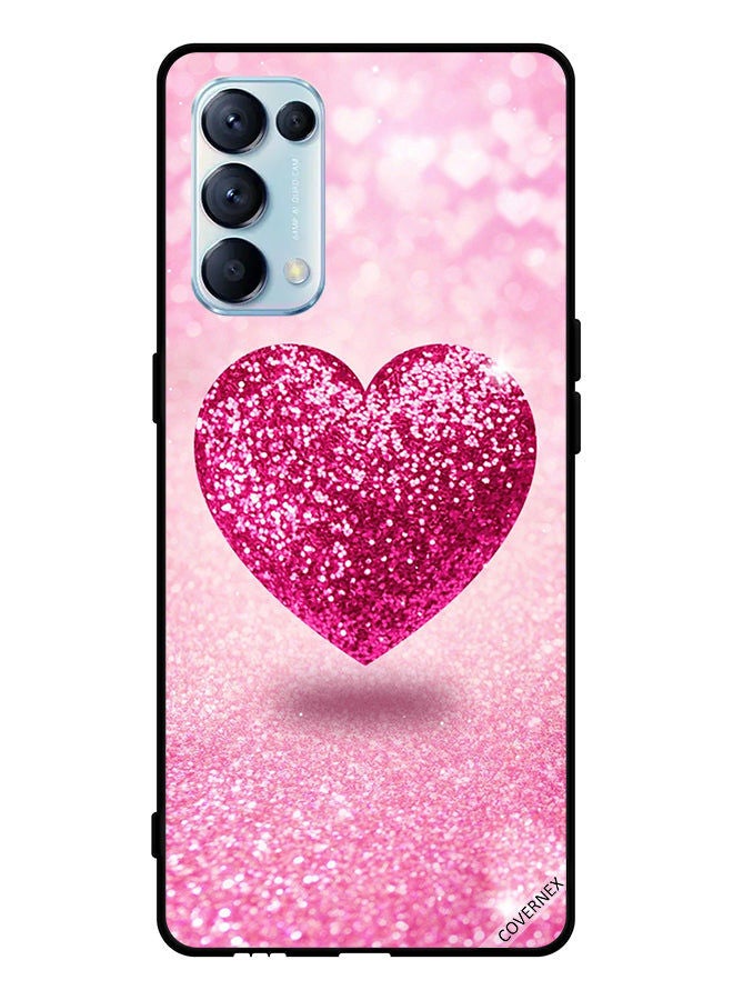 Covernex Protective Case Cover For Oppo Reno5 Pro 5G Pink Glitter Heart - Image 1
