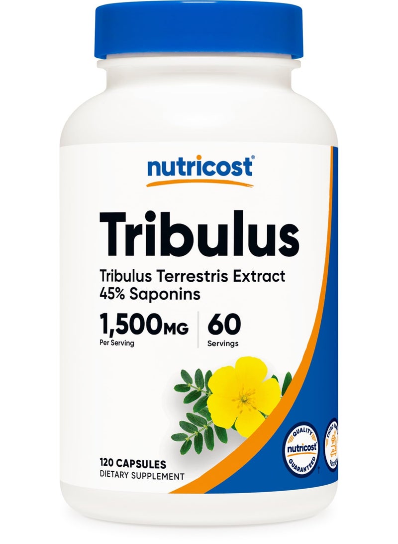 Nutricost Tribulus Terrestris Extract 1500 mg – 45% Saponins Herbal Supplement – Non-GMO, Gluten-Free – 120 Capsules - Image 1