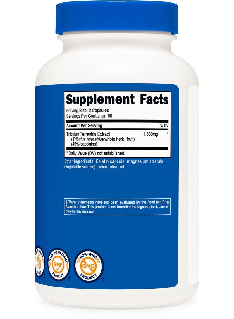Nutricost Tribulus Terrestris Extract 1500 mg – 45% Saponins Herbal Supplement – Non-GMO, Gluten-Free – 120 Capsules - Image 3