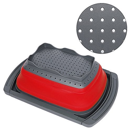 Qimh Colander Collapsible, Over The Sink Veggies/Fruit 6-Quart Strainers and Colanders with Extendable Handles, Folding Strainer for Kitchen - Image 5