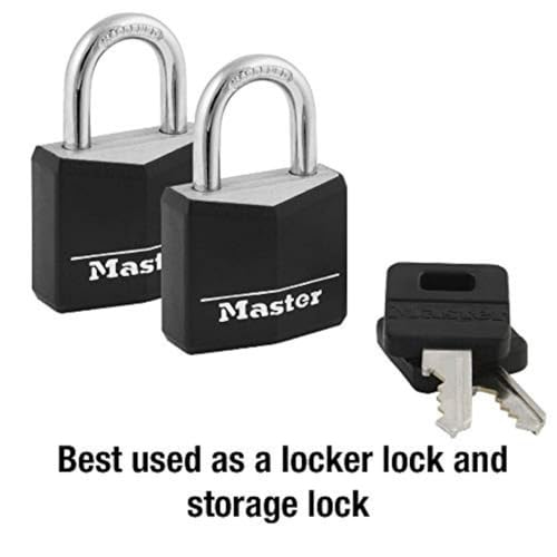 Master Lock Black Outdoor Key Lock, Standard Weather Resistant Padlock with Cover, Keyed Alike Padlocks for Lockers, Fences, Sheds, or Other Equipment, 2 Pack, 131T - Image 2
