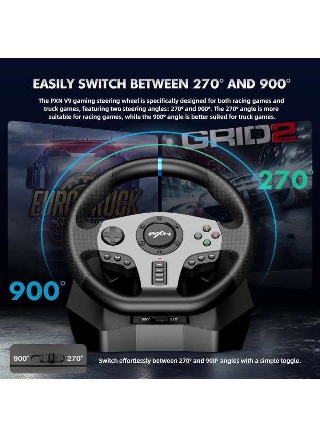 PXN Steering Wheel PS4 Gaming Racing Wheel, PXN V9 Driving Wheel Volante PC 270/900 Degree Vibration and Shifter with Pedals for PC,PS4,Xbox One, Nintendo Switch,PS3,Xbox Series S/X - Image 5