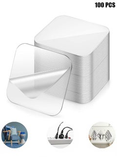 HY 100 Pieces 1-3/8inchTwo Sided Pre-Cut Square Tape. Double Sided Square Nano Transparent Tape Sticker for Carpet, Photo Frame, DIY, Home, Office Supplies  - Image 1