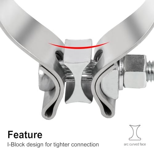 Tirol مشبك عادم TIROL 3 بقطر 3 بوصة مشبك عادم من الفولاذ المقاوم للصدأ ضيق لماسورة العادم بقطر 3 بوصة، ماسورة العادم 2 قطعة - Image 4