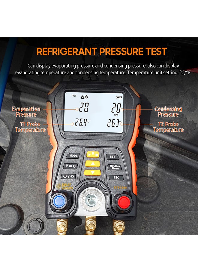SMART SENSOR ST5750A Electronic Manifold Meter Refrigeration System Digital Manifold Gauge Pressure Leak Detection  - Image 2