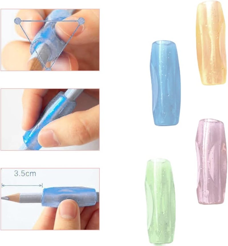 CCLKHY Pencil Grips, 4 Pack Writing Aid Grip Pencil Grip, Pencil Holder, Silicone Pencil Grips Handwriting Tool for Children, Students - Image 4
