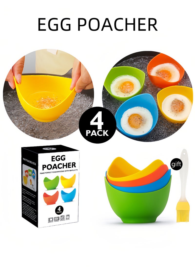 4-Pack BPA-Free 4gg Cooker With Ring Stand Suitable For Microwave or Stovetop Egg Cooking Comes With Silicone Brush
