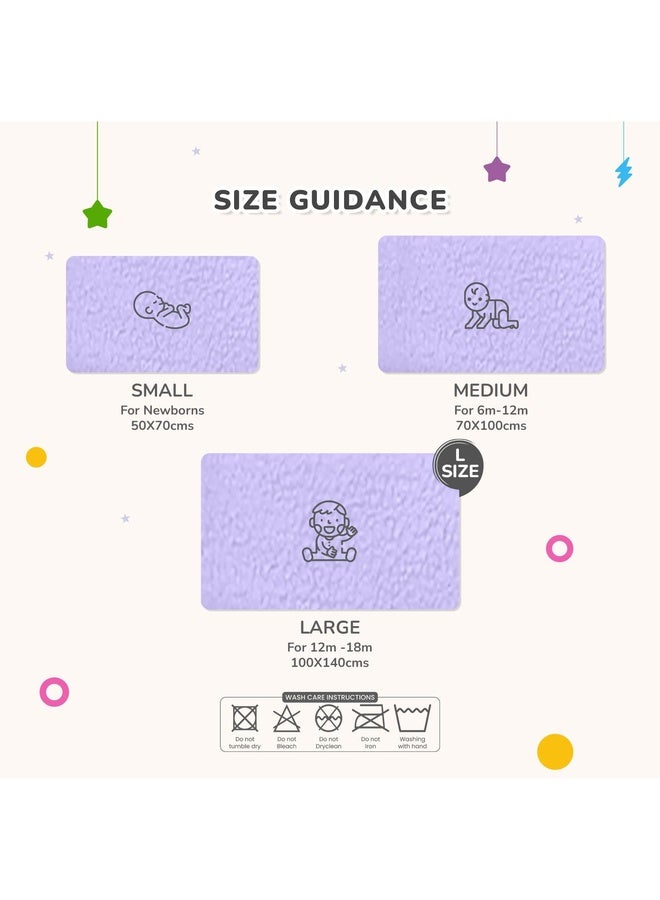 R for Rabbit Waterproof Quick Dry Sheet Bliss for Baby | Anti-Piling Fleece Breatheable Fabric Extra Absorbent Instant Dry Baby Bed/Cot Protector Mat (Size-L,Purple) - Image 3